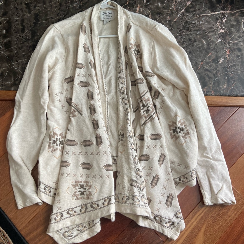 Lucky Brand Cardigan with Embroidery Sz Large